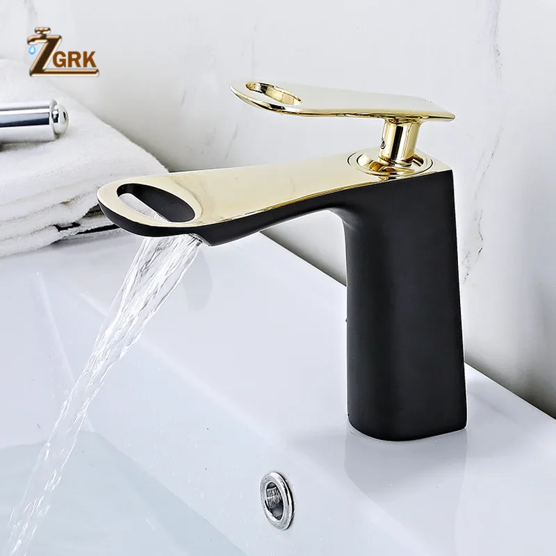 ZGRK смеситель для раковины для ванной комнаты Torneira Para Banheiro, черный кран для раковины, кран на бортике, Grifo Lavabo, смеситель для горячей и холодной воды - Цвет: SLT161-BG