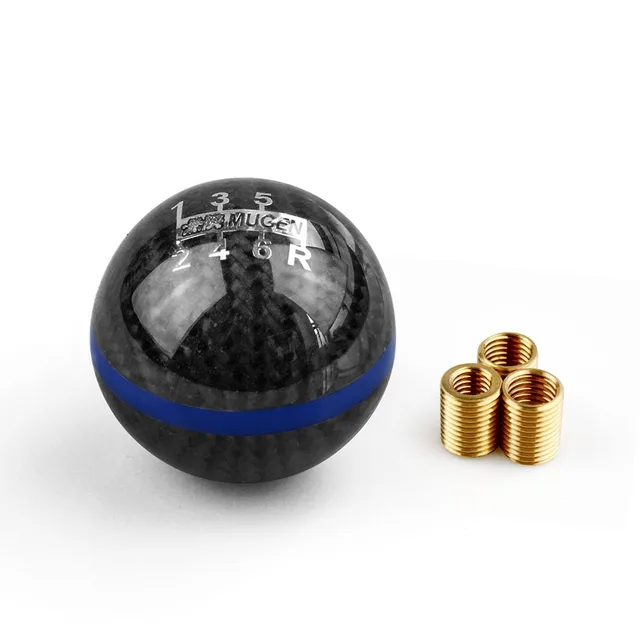 Mugen Power 5/6 Speed Racing Gear Shift knob Black Carbon Fiber With Red Line Or Blue Line for 95% cars black and blue6speed