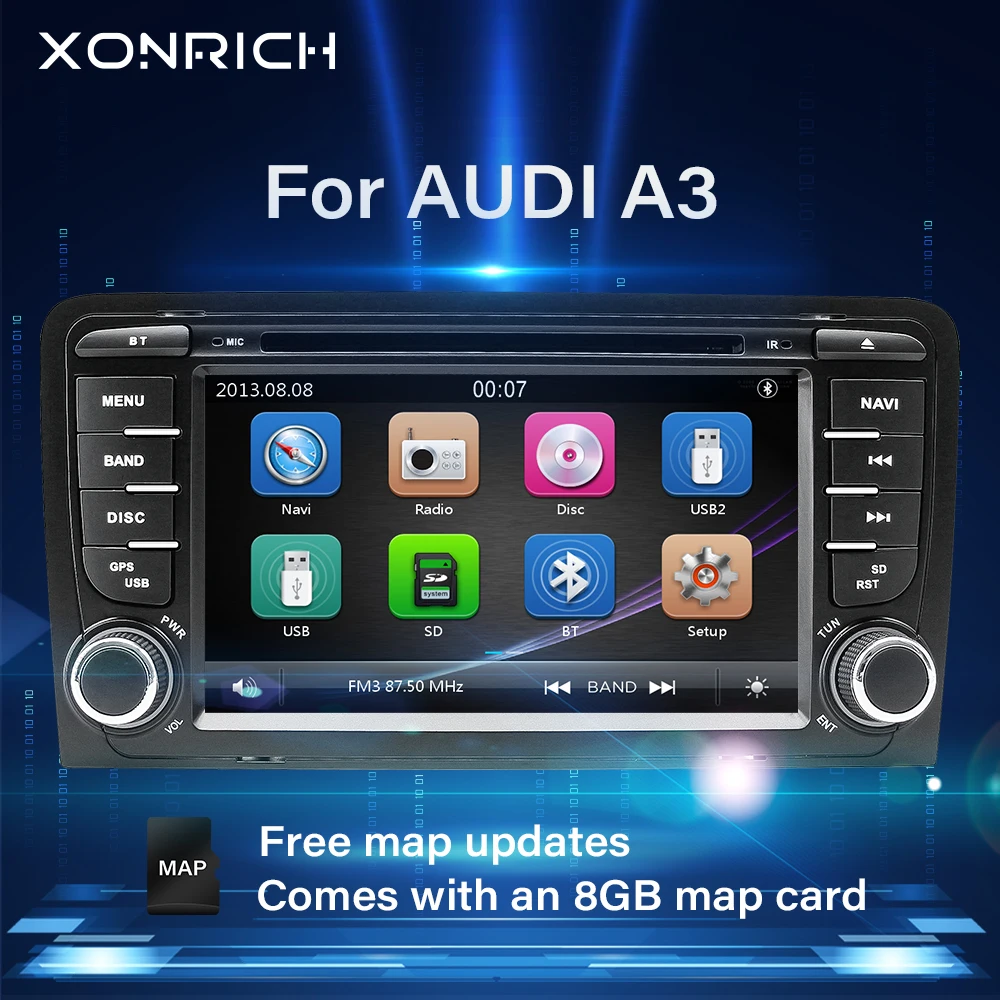 2 din Авторадио автомобильный DVD плеер головное устройство для Audi A3 8P 2003 2012 S3 2006 RS3
