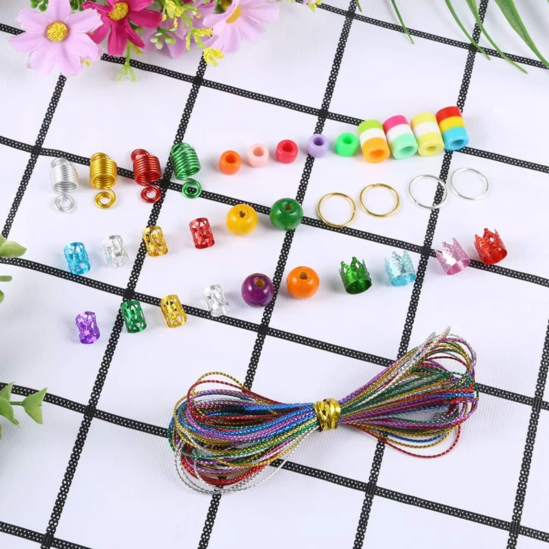 272 шт красочные дреды бусины DIY аксессуары для плетения кос с Кольца для косичек обручи для волос, заколки для волос, деревянные бусины и красочные