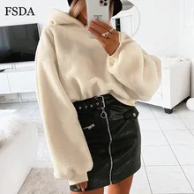 FSDA мех женщин Негабаритных Толстовки Теплый с длинным рукавом