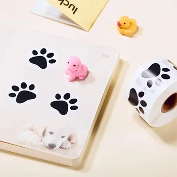 

500PcsRoll Cute Animal Cat Paw Sticker 1inch Black Funny Dog Cat Bear Paw Decal Motorcycle Laptop Car Notebook Sticker
