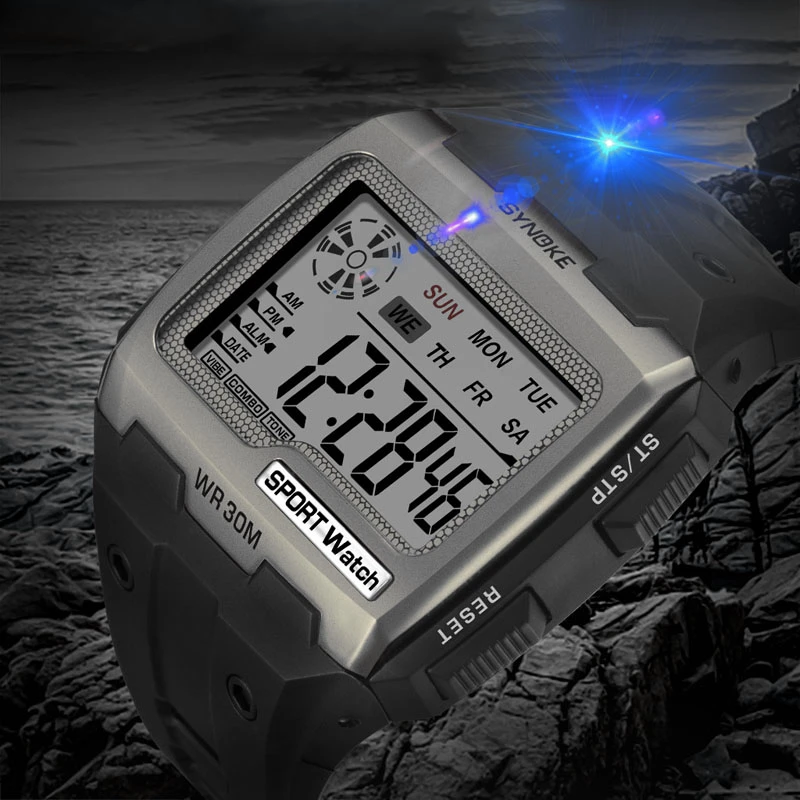 Nieuwe Collectie Horloges Heren Grote Cijfers Mannen Sport Horloge Digitale  Multifunctionele Alarm Chrono 5ATM Waterdicht Back Light Vierkante -  AliExpress Watches