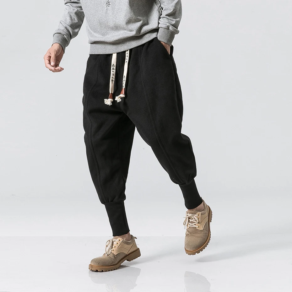 Harem Pants Joggers Hip Hop Sweatpants Streetwear Fashion Pencil Pants Fleece Thick Warm Autumn Winter Casual Cotton Trousers 2