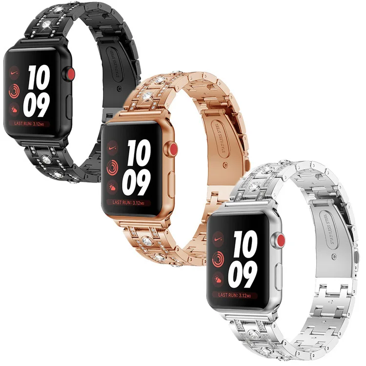 Нержавеющая сталь ремешок для наручных часов Apple Watch, 42 мм, 38 мм, версия 1/2/3/4 ремешок бриллиантовый браслет металлический ремешок для наручных часов IWatch серии 4 5 44 мм 40 мм