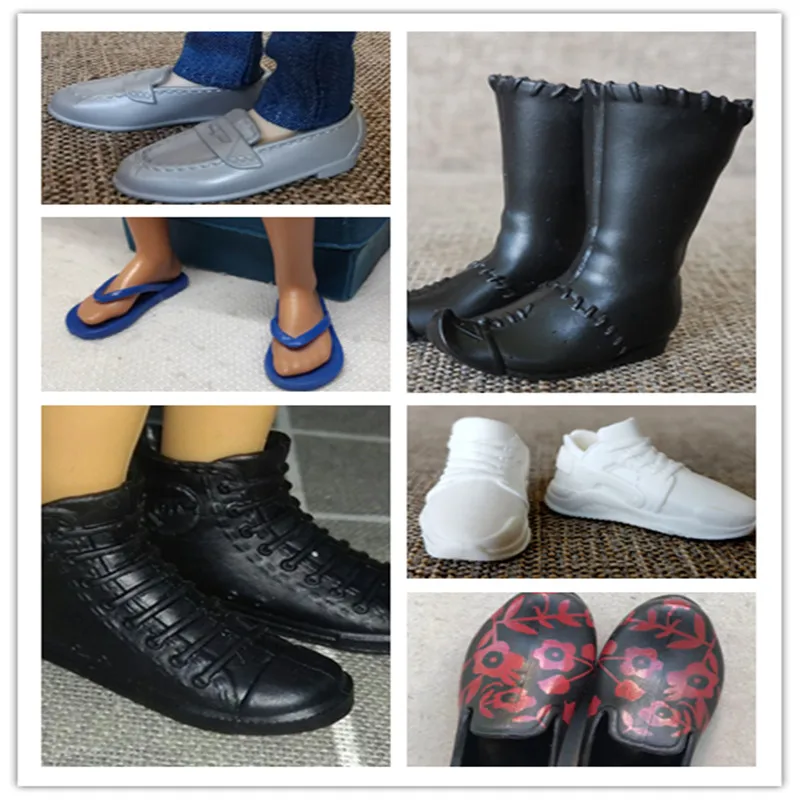 Male Doll Shoes White Air Sport Black Mud Red Boots Original Doll Parts Decors Prince Ken 1/6 Boots Shoes DIY Dressing Toy