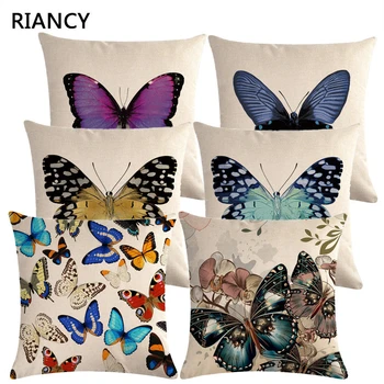 

1pcs Butterfly Pattern Cotton Linen Throw Pillow Cushion Cover Car Home Sofa Bed Decorative Pillowcase Funda Cojin Pillows 40652