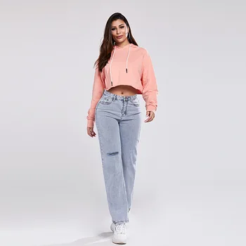 

Summer Streetwear Vintage High Waist Loose Straight Stretch Frayed Ripped Jeans Fashion Boyfriend Pants Women Denim Jeans Ropa