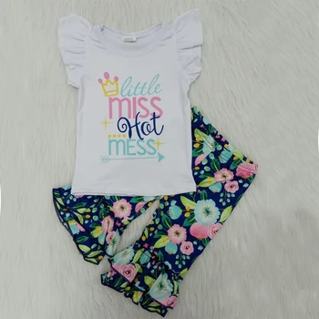

baby boutique clothing set fashion spring letter print top and floral capris pant girl outfit kid boutique outfit 2 piece outfit