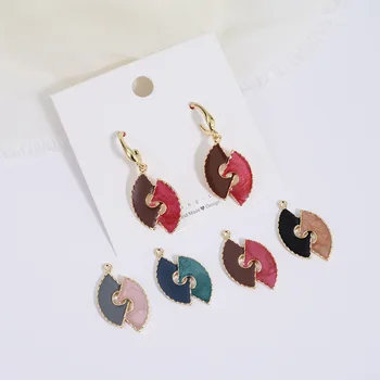 

New style 40pcs/lot alloy drop oil irregular fan shape metal floating locket charms diy jewelry earring/garment accessory