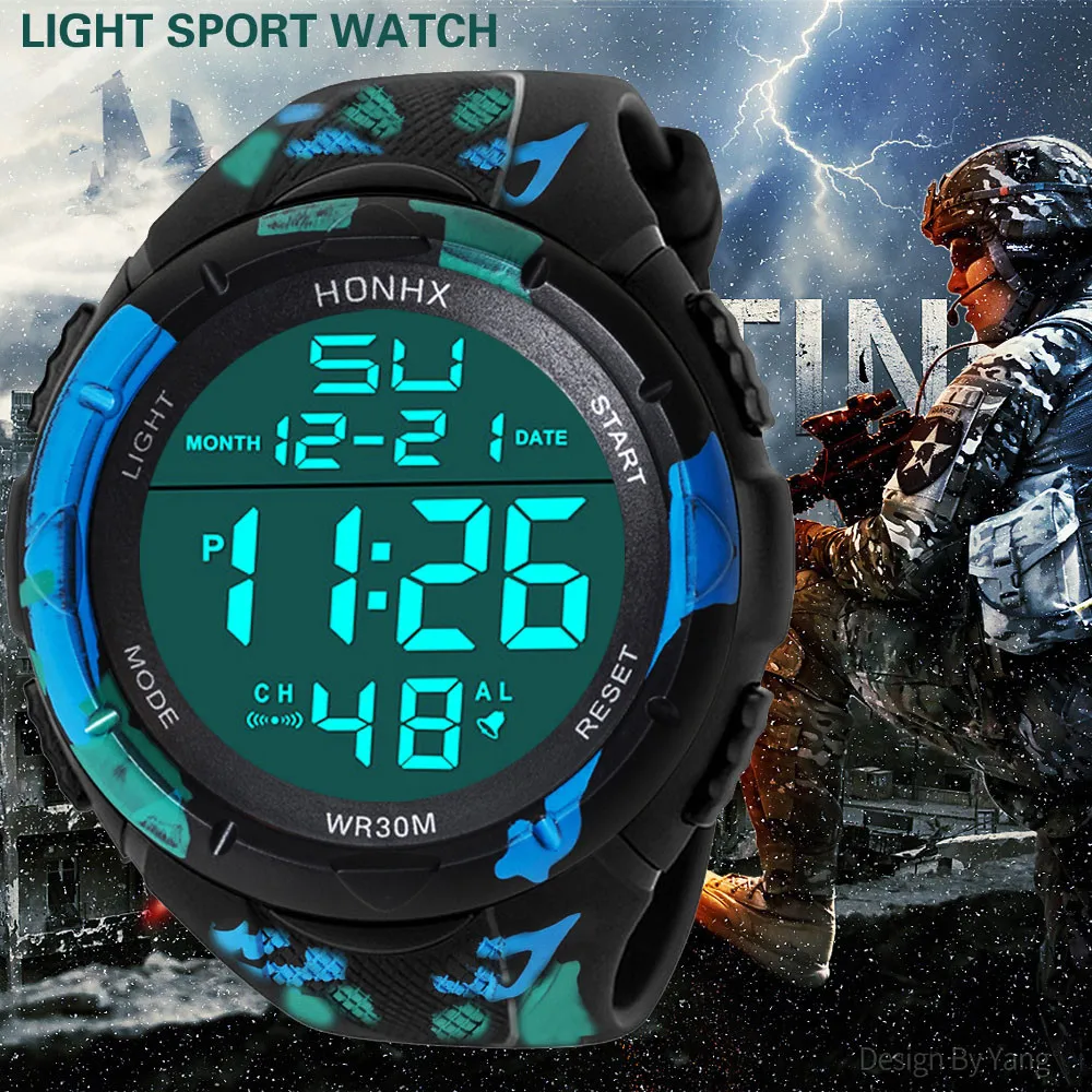 Fashion Men Led Digital Watch Waterproof Date Military Sport Rubber Quartz Watch Alarm Sport Digital Watches Reloj Hombre 2022