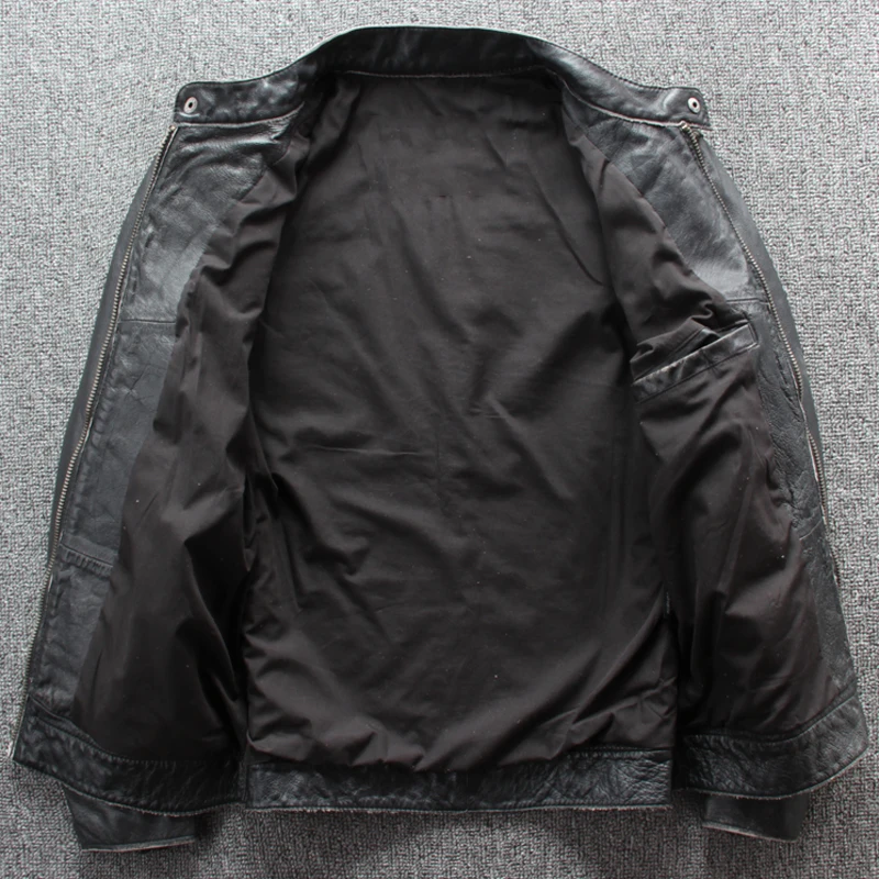 Japanese Vintage Top Layer Cowhide Leather Jacket Coat Old Fashion Streetwear Cow Leather Flight Jacket European Clothing A821