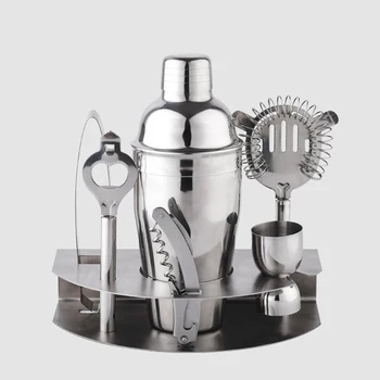 

7Pcs/set 600ml 750ml Stainless Steel Cocktail Shaker Mixer Drink Bartender Browser Kit Bars Set Tools With Wine Rack Stand