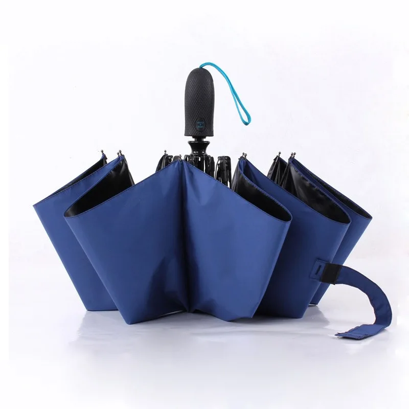 Fully Automatic Folding Umbrella Business Gentleman An Open Men's Short Handle Solid Color 10 Bone | Дом и сад