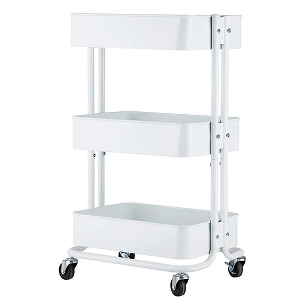  3-Tier Home Cart Kitchen Storage Utility Cart Shelves Multifunction Trolley Service Cart with 4 Swi - 4000129162449