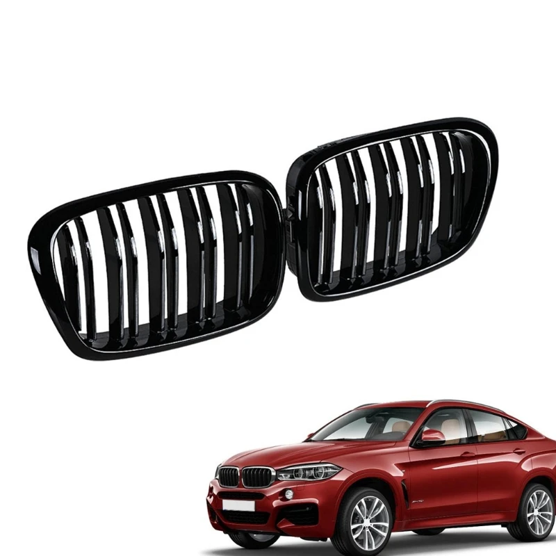 Suitable for 5 Series E39 99-03 Modified Gloss Bright Black Double Line Air Front Intake Grille Coupe | Автомобили и мотоциклы