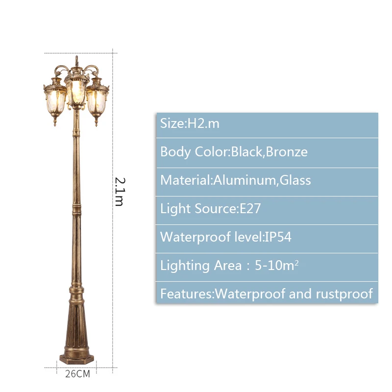 Outdoor Street Light Waterproof IP54 Industrial Garden Square Highway LED Road Lamp High Pole Landscape Lamp European Lighting