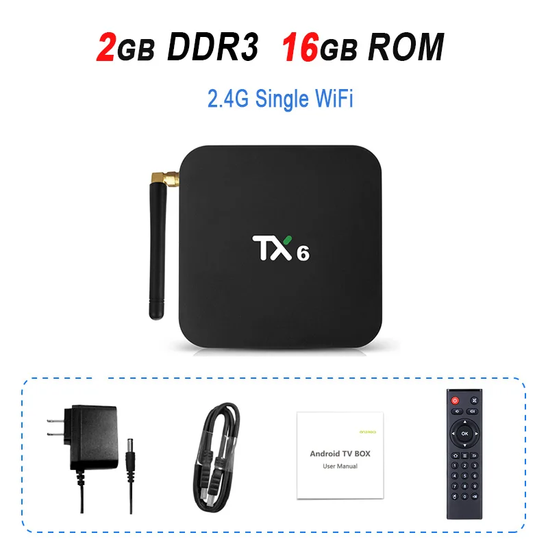 TX6 Android 9,0 tv Box Allwinner H6 Smart tv Box 4 Гб ram 32 Гб 64 Гб 2,4G 5,8G Dual Wifi BT4.1 4K медиаплеер USD3.0 телеприставка - Цвет: 2GB 16GB 2.4G WiFi