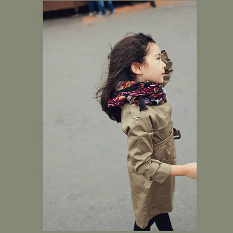 Куртки для девочек; модные двубортные хлопковые пальто; плащ; новые детские плащи; длинный плащ для девочек; осенняя одежда для детей; CC147