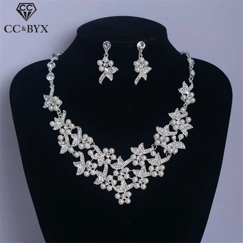CC Ювелирные наборы ожерелья висячие серьги для женщин жемчужные свадебные
