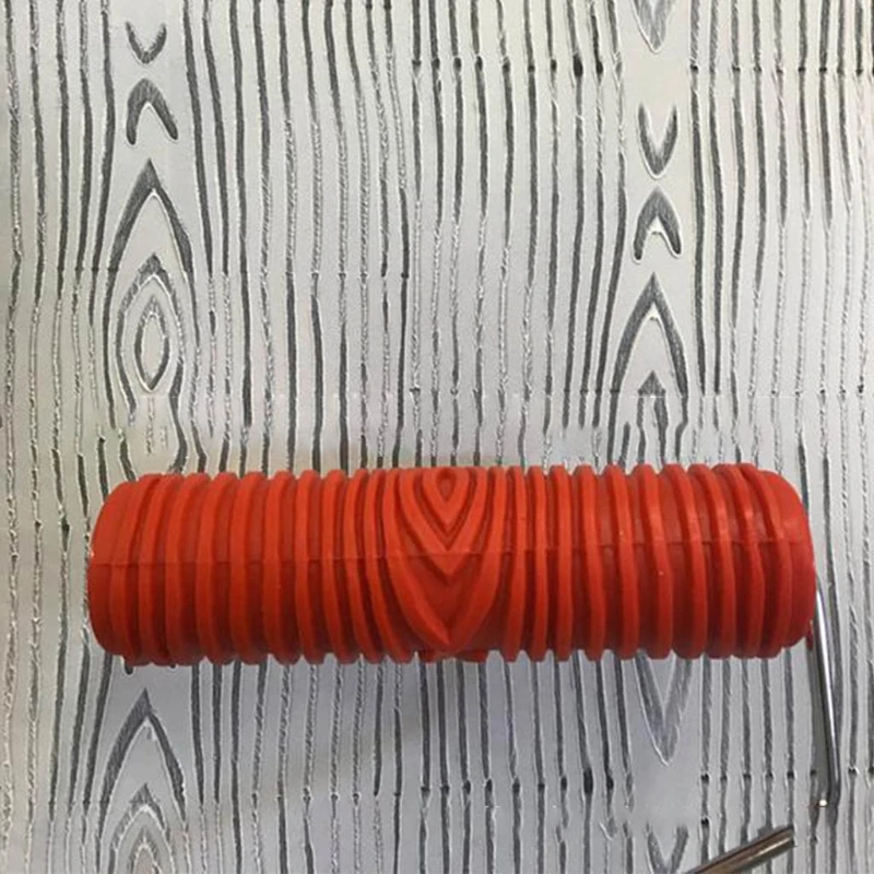 핸들 고무와 7 인치 우드 그레인 롤러 DIY 모조 우드 그레인 도구 곡물 그림 도구 벽 룸 장식 M68E