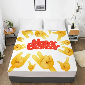 

fitted sheet mattress cover 3d happy birthday,Bed Sheet With Elastic Twin/Full/Queen/King/Custom,150/180/160x200,drop ship