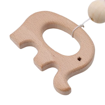 

Neutral Color Baby Pacifier Clip Wood Beads Baby Pacifier Clips Set Baby Teething Bracelet Play Gym Toy Set Baby Shower Gifts