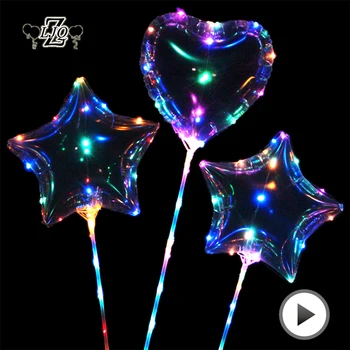 

ZLJQ 18/24inch Clear Bubble Balloon Luminous LED Lights String Up Balloons Heart Ball Wedding Hen Party Happy Birthday Supplies