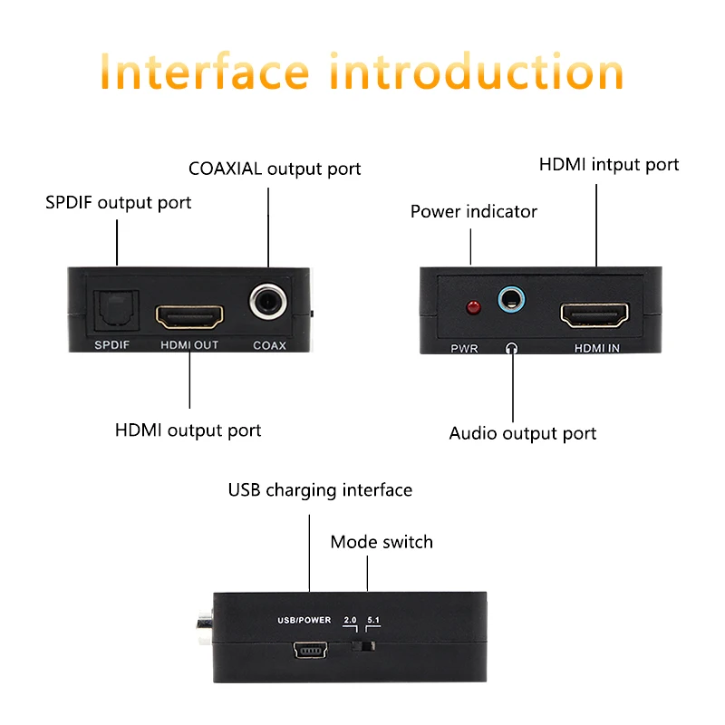  Hdmi Convertitore Audio Splitter Estrattore Hd Toslink Ottico Spdif Coassiale da 3.5 Mm per Cuffie 