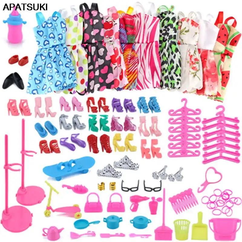 barbie doll set with dresses