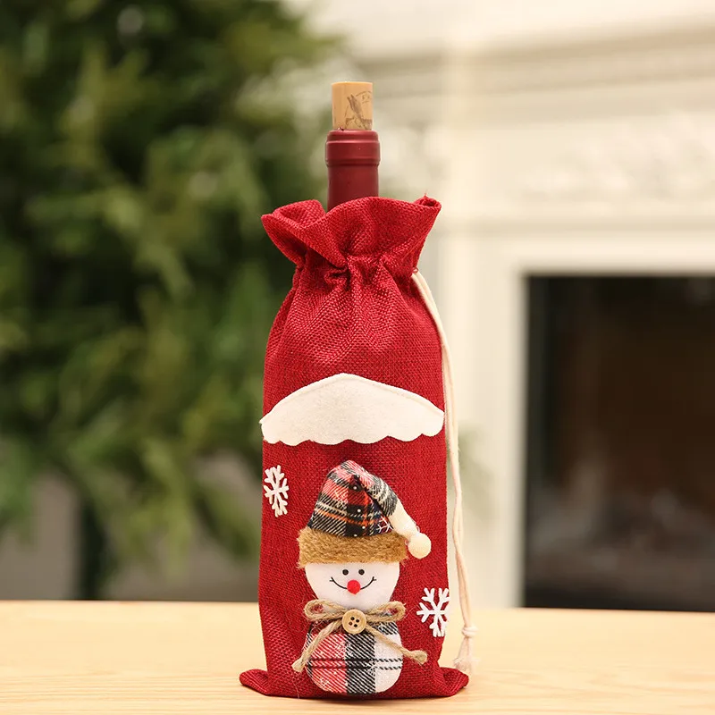 1 шт рождественские красные чехлы для винных бутылок сумка Санта Клаус Снеговик для бутылки Чехлы для рождественской вечеринки домашний декор стол рождественские подарки - Цвет: Style 9