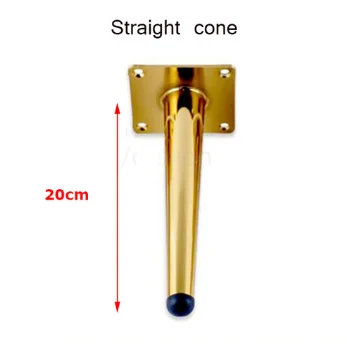 4pcs Metal Furniture legs Straight Cone And Oblique Cone Table Leg Sofa Chair Leg coffee tables Furniture fittings,15/20/25/30CM gold straight 20cm