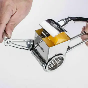 

Stainless Steel Cheese Grater Rotary Chopper Vegetable Shredder Salad Slicer Multi-Use Hand Grater Grinder with 3 Drum Blade