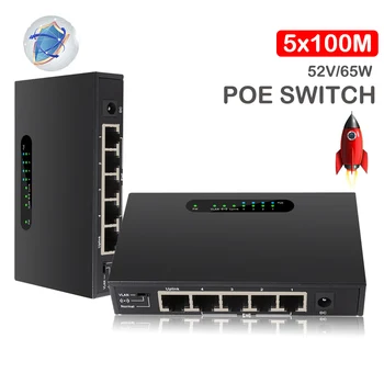 

Ethernet network switch POE Switch Support Extend 250m 52V network switch MINI RJ45 5 Port 4 POE Port + 1 Uplink Fast speed