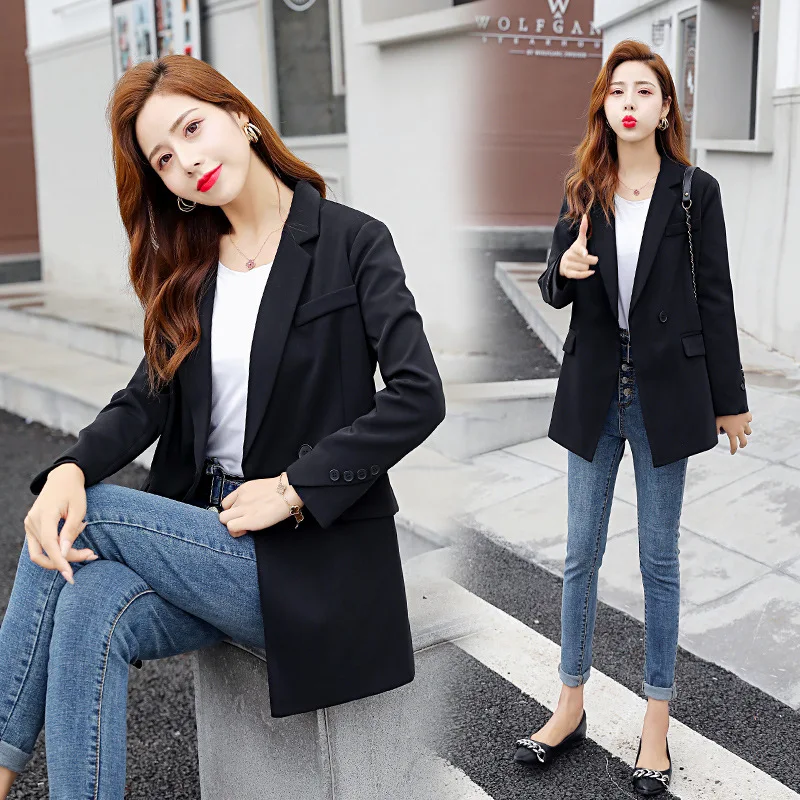 

Black And White with Pattern Small Suit Coat Women's 2019 Spring And Autumn New Style Korean-style England Ventilation Network R