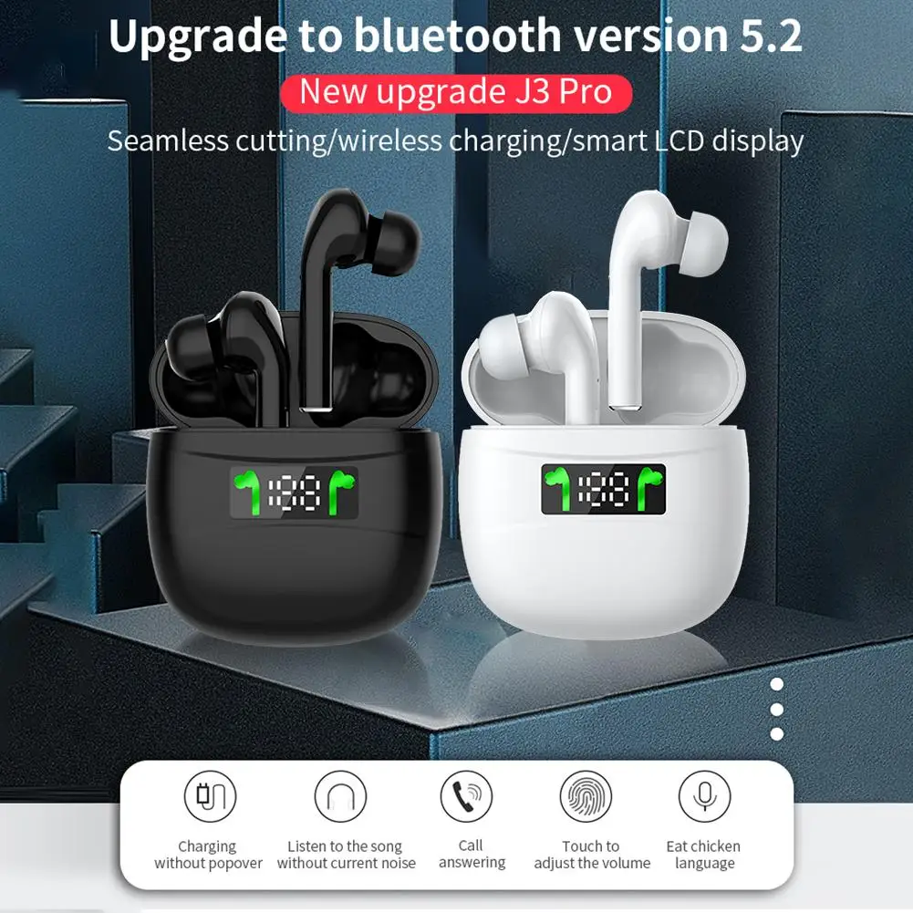 J3 Pro Bluetooth 5 2 наушники IPX7 водонепроницаемые со светодиодный ным дисплеем чехол для