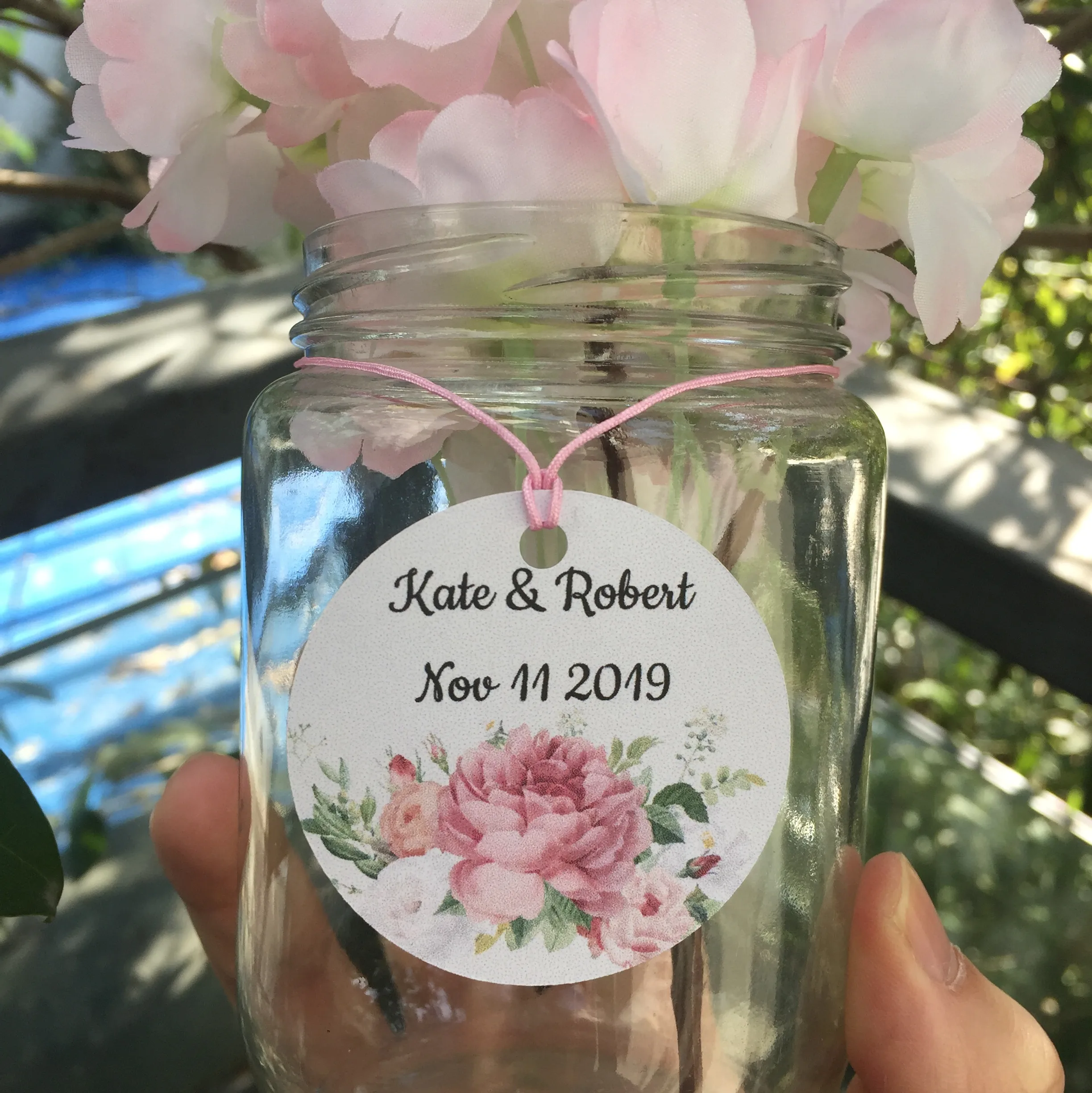 

100 pieces custom your name and date round wedding tags personalized wedding labels
