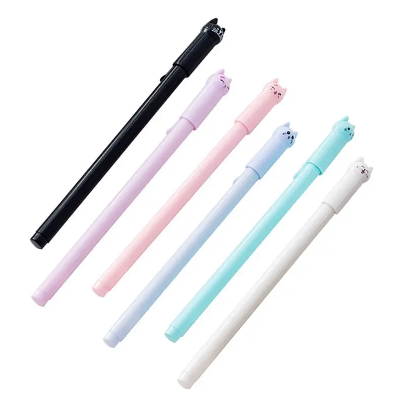 Ручки милый кот 12 шт Leaflai 0,5 мм черные гелевые чернила ручка шариковые ручки для школы