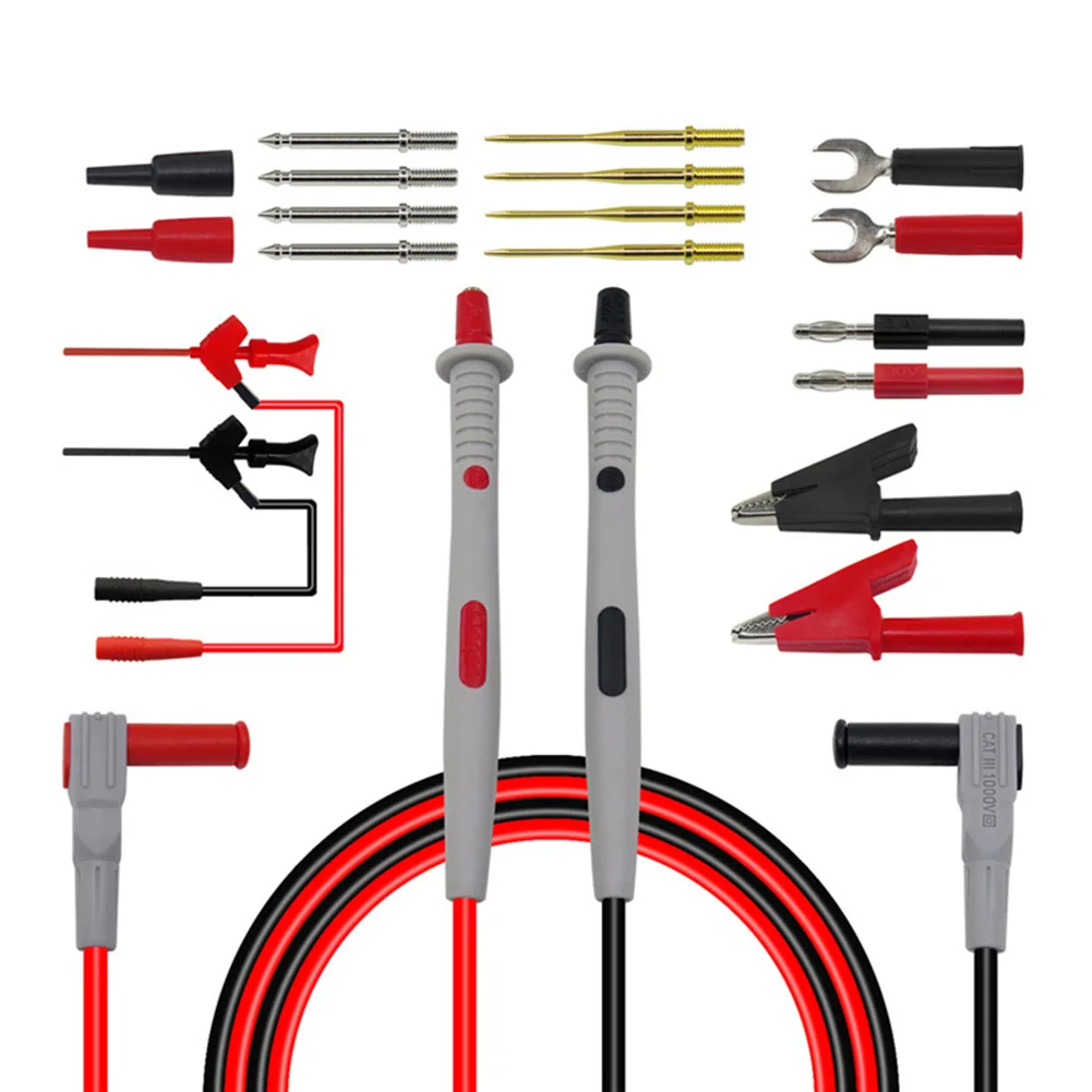 

Electrical Multimeter Test Leads Set with Crocodile Clips Test Hook Test Probes Lead Professional Kit --M25