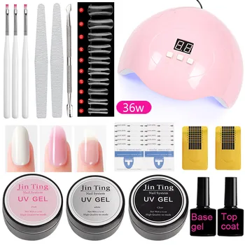 

Z1B 1set Polygel Set Gel Varnish Building Gel 3 colors extensions hard jelly Gel Polygel Nail Kit liquid with lamp nail art tool