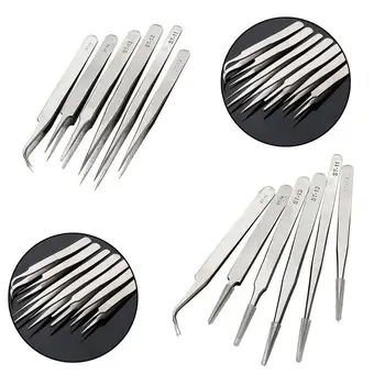 

6Pcs Precision Tweezers Set Thicken Stainless Steel Electronics Forceps Multi Tools Hand Tool Precision Tweezers