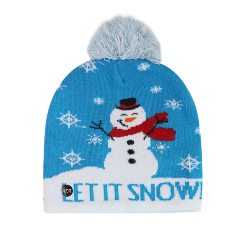 Blue snowman Светодиодный головной убор для рождества, яркий вязаный светильник, Рождественский Теплый головной убор для детей и взрослых, рождественский подарок, зимние рождественские аксессуары - Цвет: Blue snowman