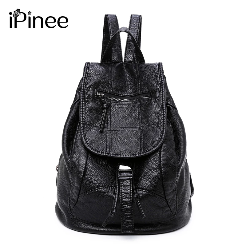 

iPinee Fashion Wash Leather Backpack Women Bags Preppy Style Backpack Girls School Bags Drawstring Shoulder Women's Back Pack