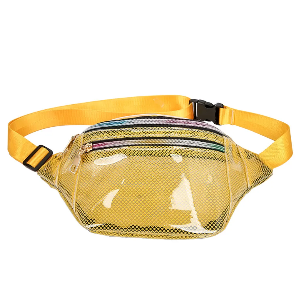 Поясной пакет Женские простые прозрачные поясные сумки модный, из ПВХ, прозрачный поясная сумка женская неоновая зеленая поясная сумка - Цвет: Цвет: желтый