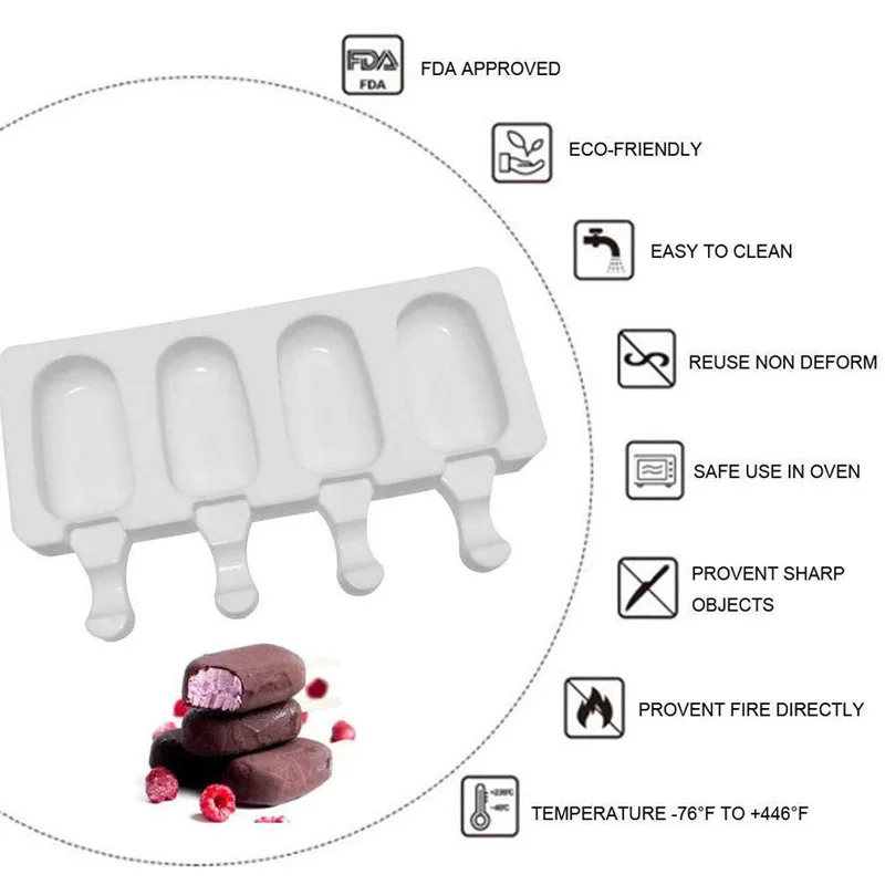 4 ячейки силикона замороженное мороженое плесень сок эскимо льда леденец Поп для детей с палочками Moldes De кремния Para Helados