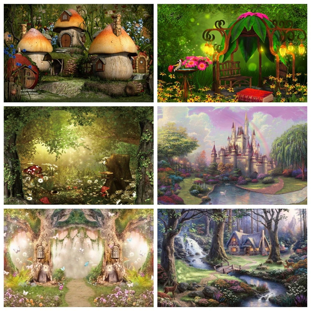 

Yeele Natural Forest Jungle Mushroom Dreamy Backdrop Photography Interior Baby Birthday For Photo Studio Background Photophone