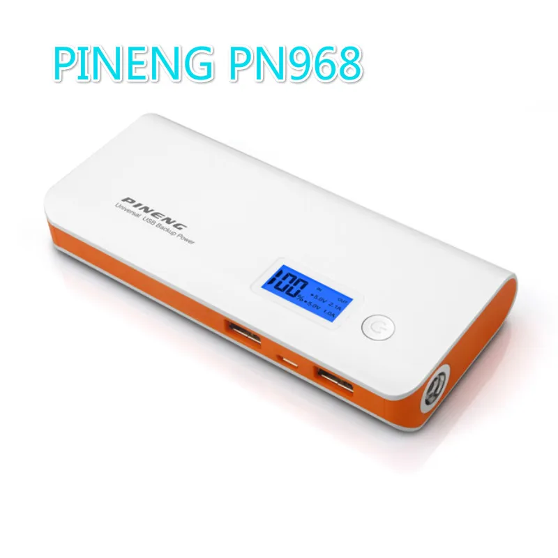 Мощность Bank PINENG PN968 Банка 10000 мА/ч два USB выхода Портативный внешний Батарея