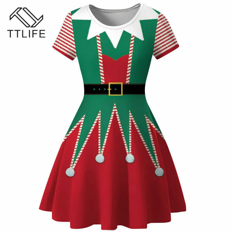 

TTLIFE Elf Costume Womens Girls Adult Christmas Fancy Dress Xmas Santa Helper Outfit Christmas Decorations for Home