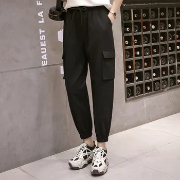 

Lady Spring Summer Pants Women Cargo Pants Female Ankle Banded Trousers Plus Size Fashion F61-2001