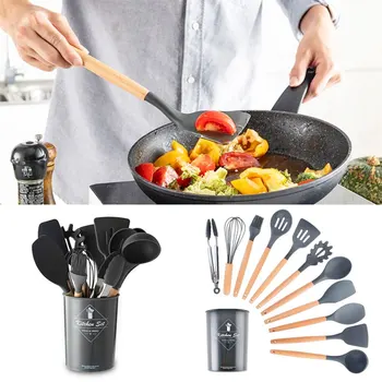 

9/11/12PCS Silicone Kitchenware Cooking Utensils Set Heat Resistant Kitchen Non-Stick Cooking Utensils Baking Tools With Storage